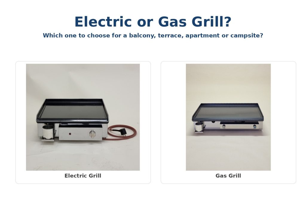 Electric or gas grill by Furlan for balcony, terrace, apartment or campsite